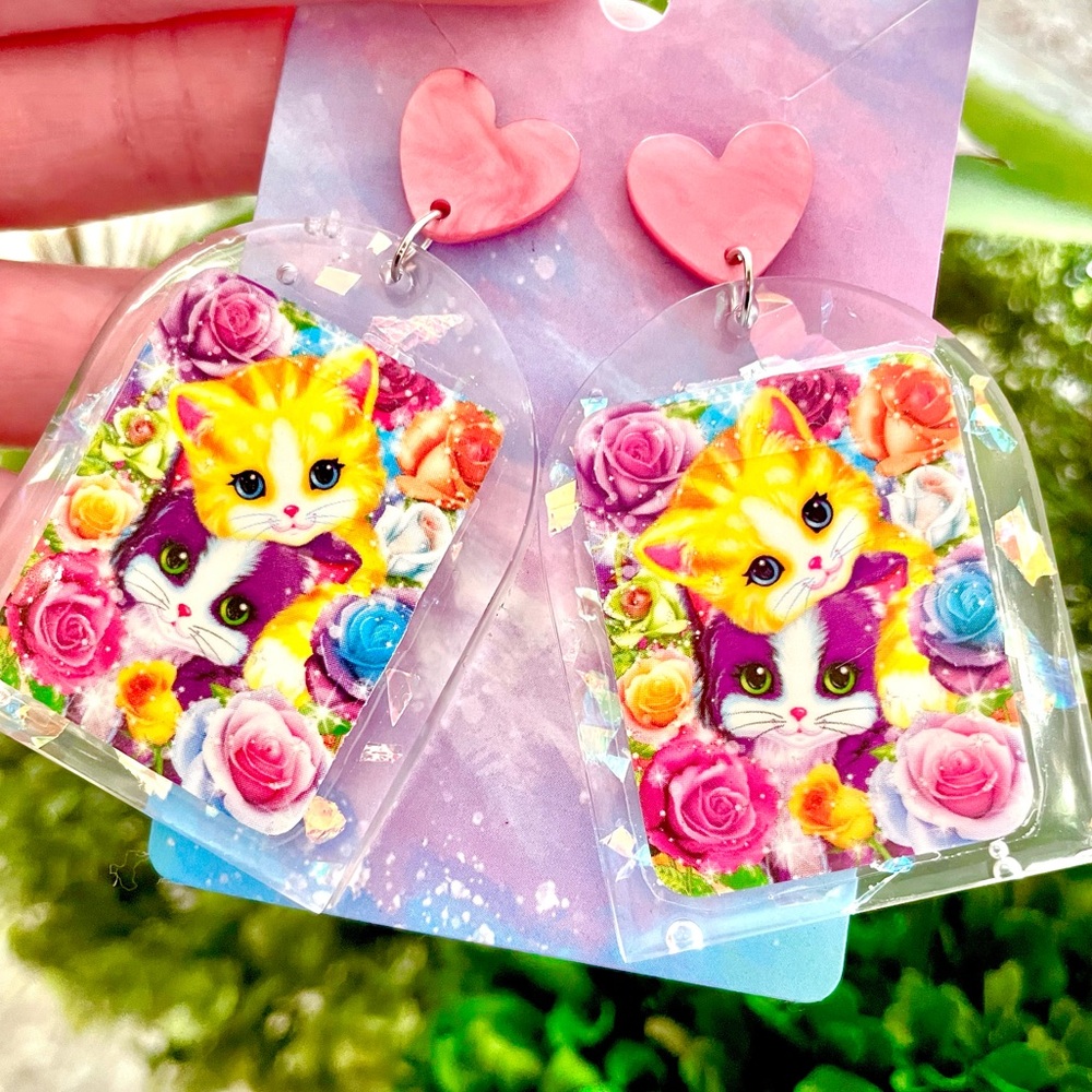Vintage Cat Acrylic Earrings